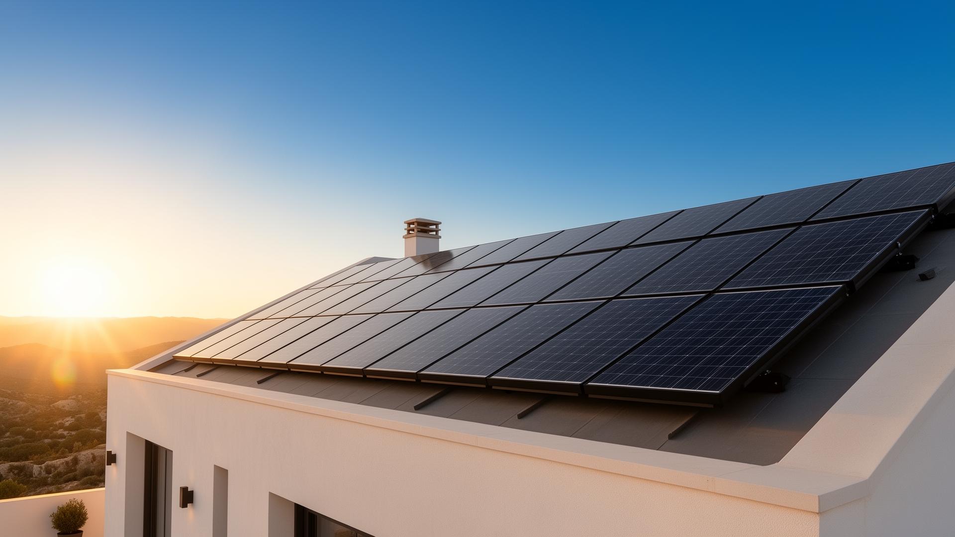 Pannello solare termico Axisol installato su tetto con luce dorata
